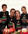 Joy, Love, Peace, Believe Christmas ( Your Surname name) 2023: Personalised Family Christmas T-Shirt (Short Sleeve)