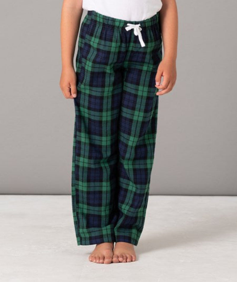 Kids Supersoft Checked Loungewear Bottoms - Navy/Green Family Christmas Matching lounge bottom