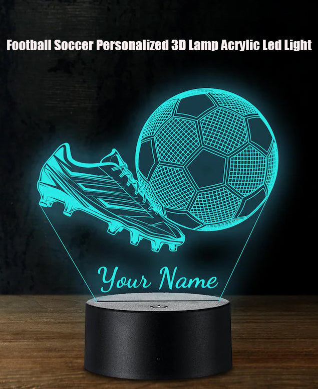 Personalised FOOTBALL SOCCER 3D Lamp Night Light Gift for Soccer