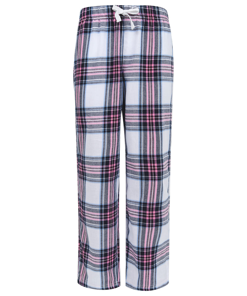 Kids Supersoft Checked Loungewear Bottoms - White/Pink Family Christmas Matching lounge bottom