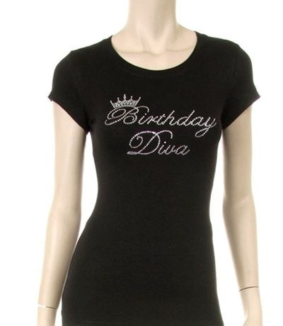 Sparkling Rhinestone Birthday Diva T-shirt