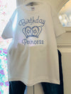 Happy Birthday Princess and Crown Boys Personalised Embellished T-ShirtT-Shirt_White with Blue embellishments_Special discount on!!!