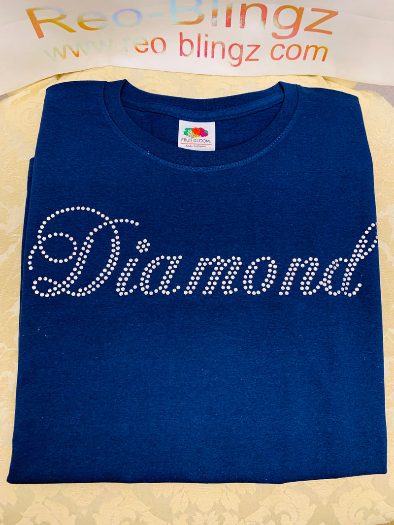 Classic Unisex T-Shirt with Your name on it. The double stones do dazzle alot. Bling IT Now