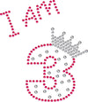 I am 3 Children's Birthday - Personalised Children's Birthday Age with Crown, Reo-Blingz sparkling Crystal design T-Shirt