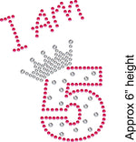I am 5 Children's Birthday - Personalised Children's Birthday Age with Crown, Reo-Blingz sparkling Crystal design T-Shirt
