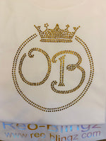 Classic Unisex Tshirt with Your Initials plus crown design. Bling IT Now