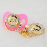 MIYOCAR Personalized any name can make gold bling pacifier and pacifier clip BPA free dummy bling unique design P8